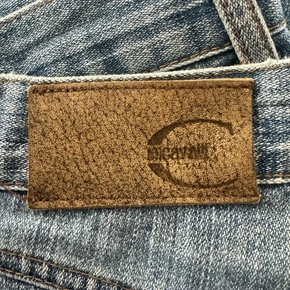 Y2K Just Cavalli Light Blue Denim Jeans FLARE Western Top Stitch Tall Long 29 43 - Picture 6 of 7